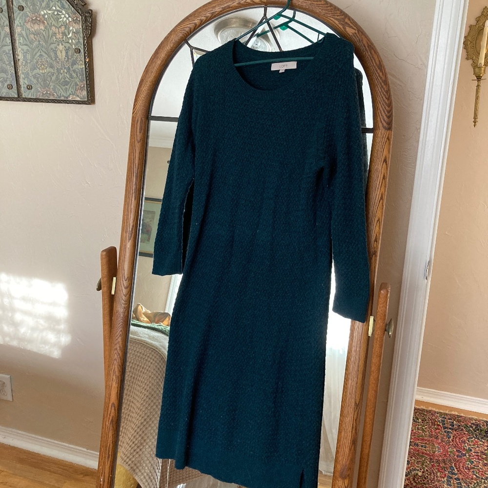 Loft sweater dress- teal blue